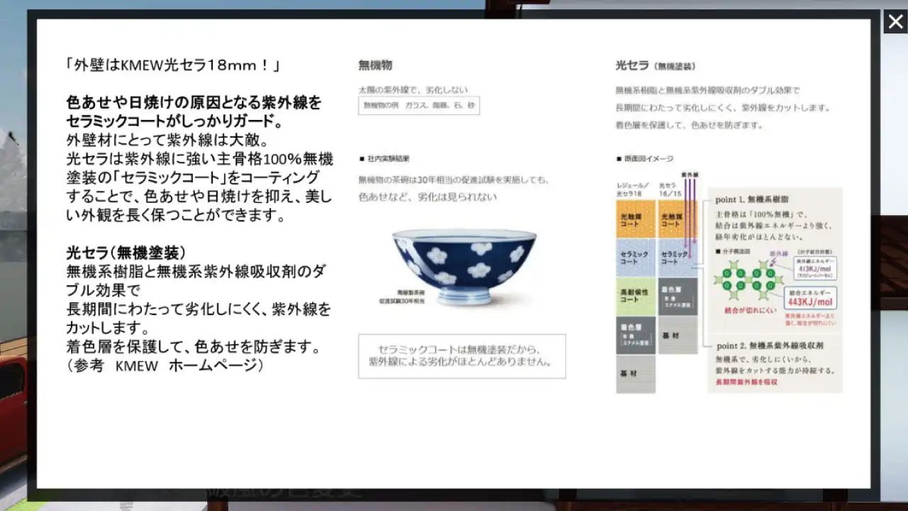 外壁は紫外線に強い種骨格100%無機塗装セラミックコート